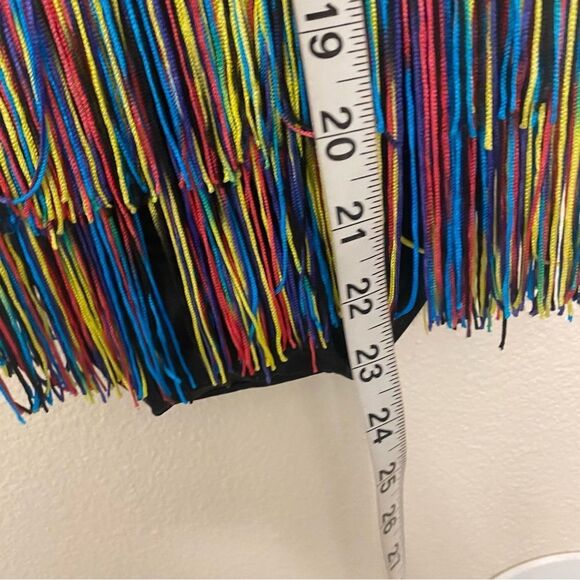 WEISSMAN solo Dance Costume colorful black rainbow fringe Dimples 13573 LC child - Picture 4 of 9